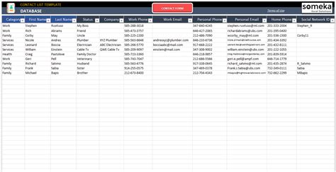 business card database excel template.